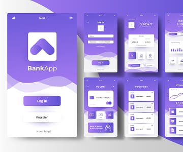 Screens of banking app